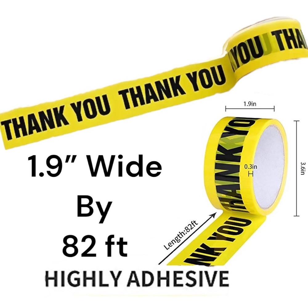 82 FT Yellow THANK YOU Tape Roll PRICE IS FIRM - Picture 1 of 1